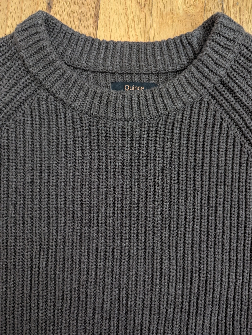 Quince 100% Organic Cotton Fisherman Crew Sweater Heather Brown Medium - Picture 11 of 13